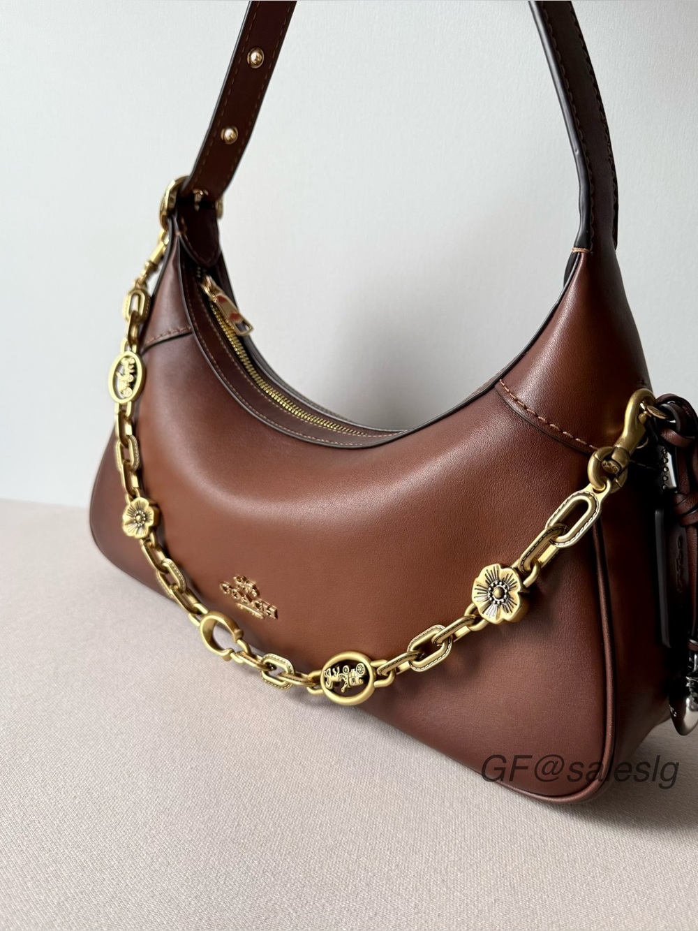 NWT Coach Horse & Carriage Chain Strap Only Brass Tone w/ Dust Bag CX180